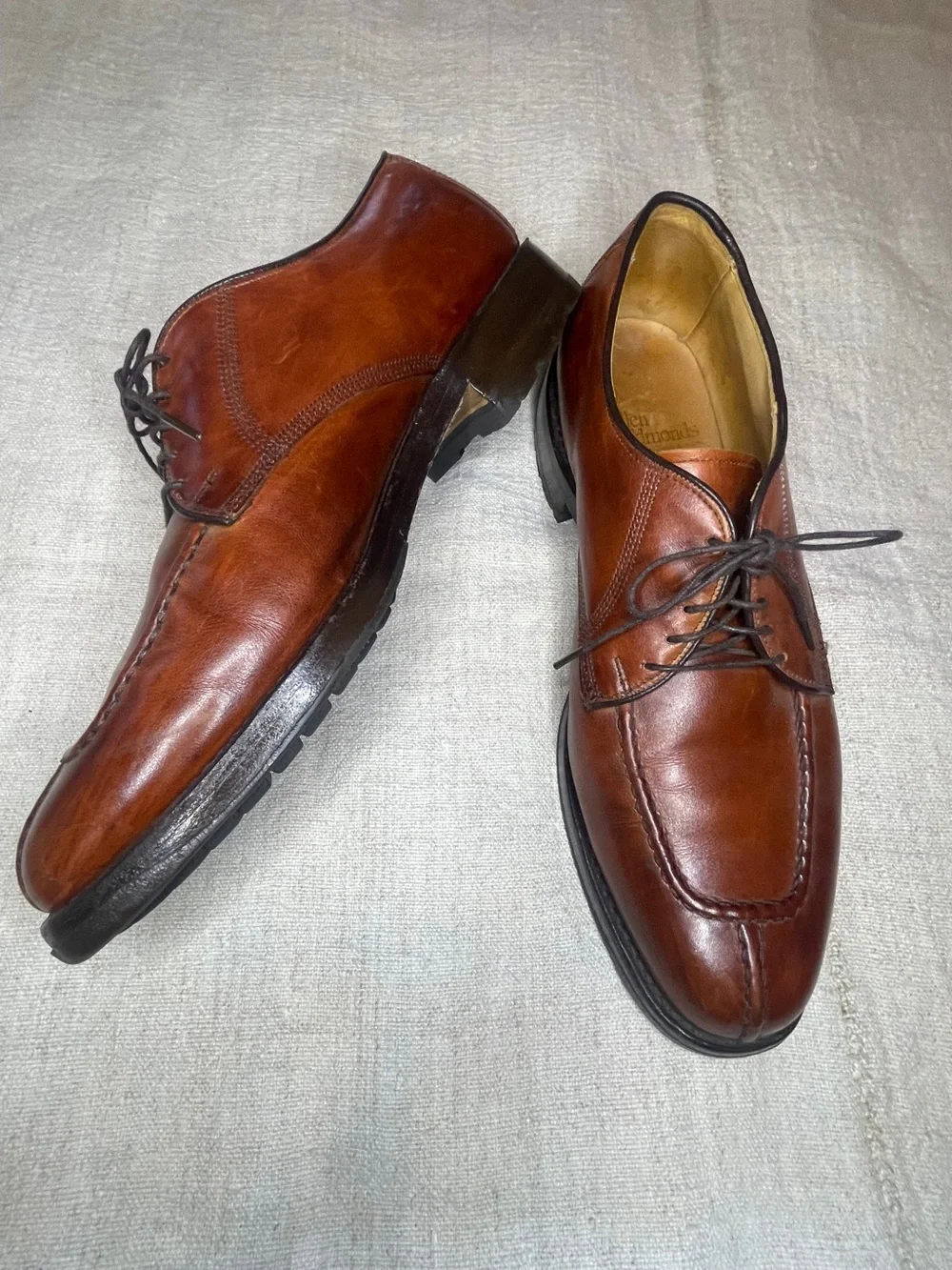 Allen Edmonds Dellwood Brown Split Toe Derby Dress Shoes 11D Leather Vibram Sole